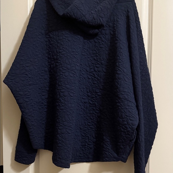 Navy Quilted Floral Print Hooded Women's Jacket - Picture 10 of 11